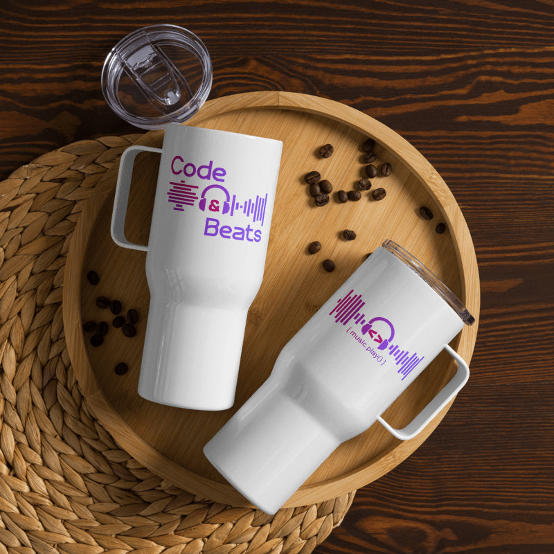 Taza térmica personalizada para programadores con aislamiento térmico y diseño único 'Code & Beats