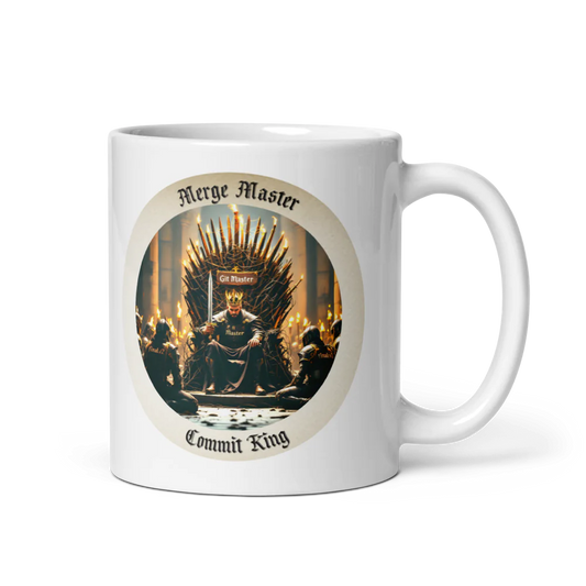 Taza Geek "Merge Master, Commit King" | El Trono del Git - Kokecraft