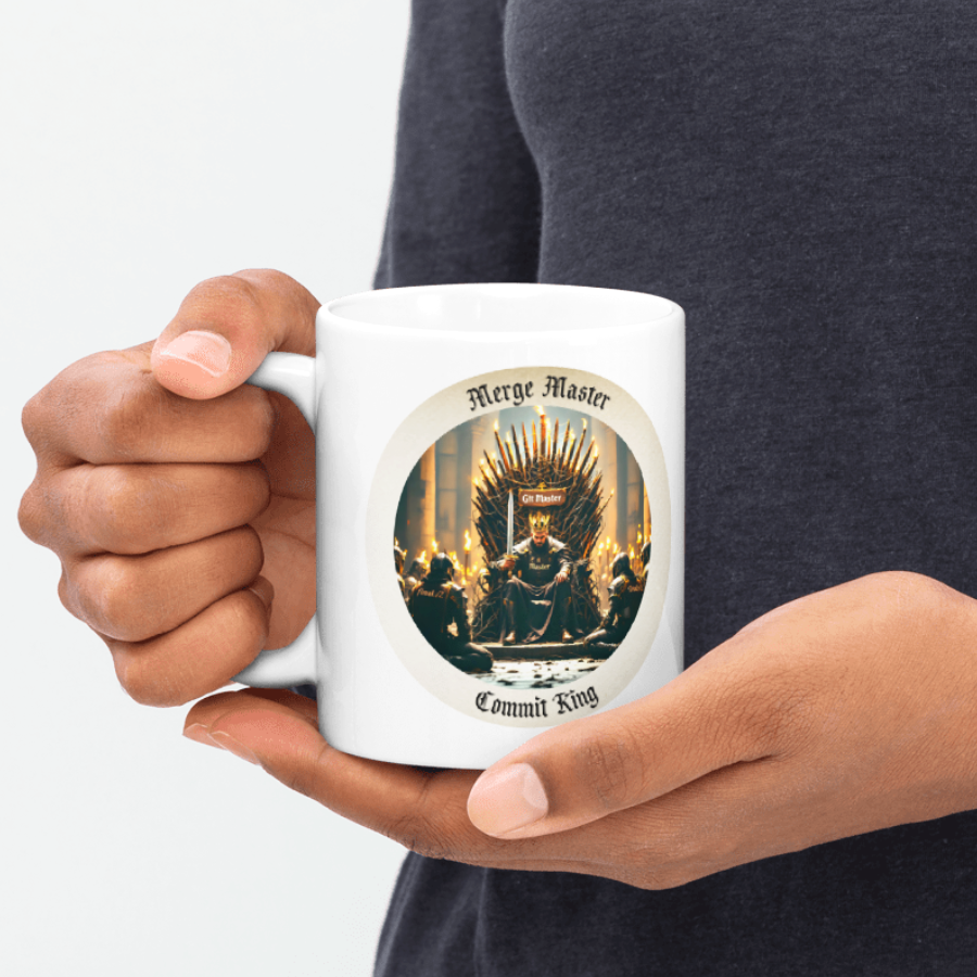 Taza Geek "Merge Master, Commit King" | El Trono del Git - Kokecraft